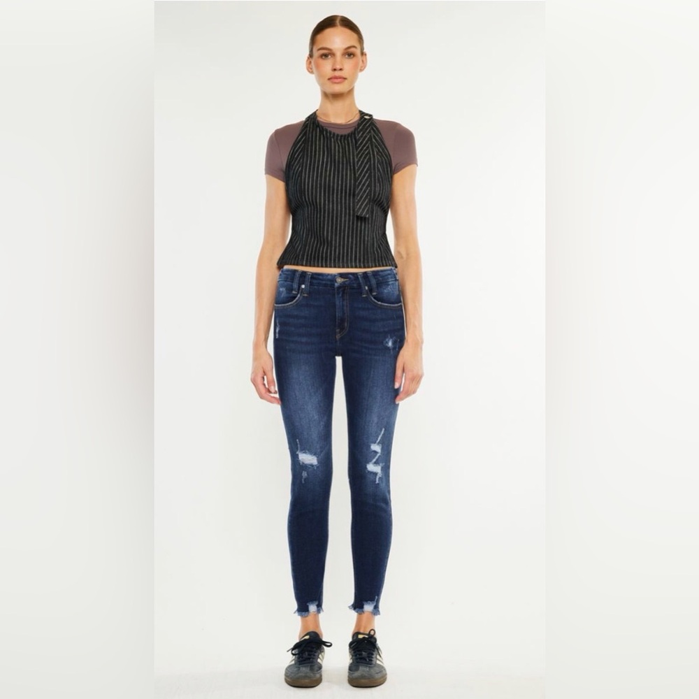 NWT KanCan MID RISE ANKLE SKINNY JEANS DARK WASH - Picture 6 of 7
